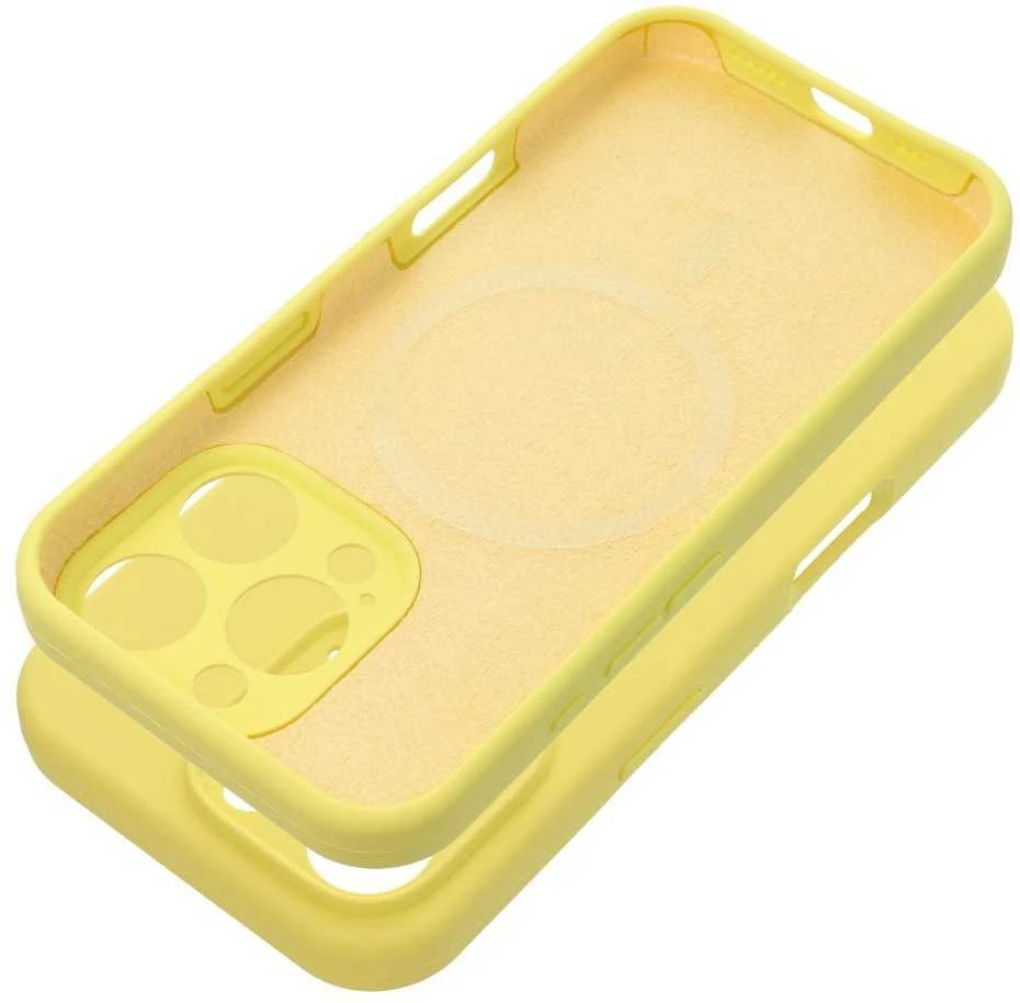 OEM silikoninis dėklas, skirtas „iPhone 17 AIR“, 2 mm (apsauga nuo kameros), suderinamas su „MagSafe“, geltonas