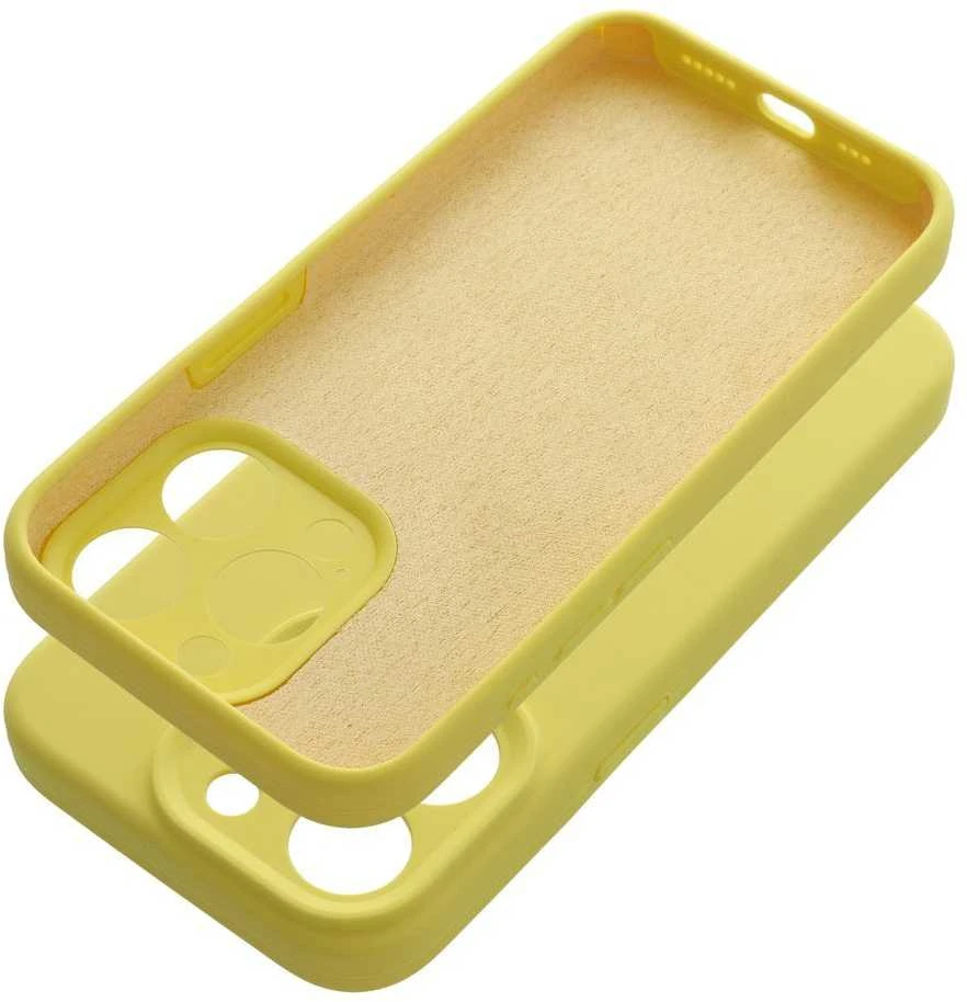 OEM dėklas, skirtas iPhone 17 Pro / 18 Pro (žemas kameros kraštas), silikoninis 2 mm (apsauga nuo kameros), geltonas