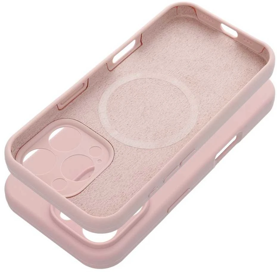 OEM silikoninis 2 mm dėklas, skirtas „iPhone 17 AIR“ (apsauga nuo kameros), suderinamas su „MagSafe“, rausvos spalvos.