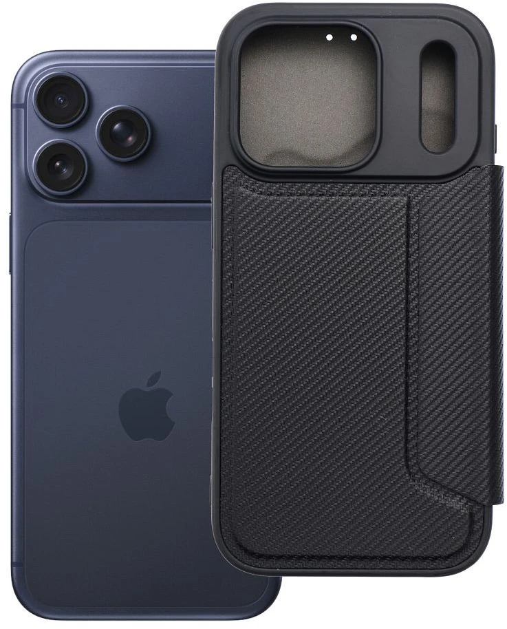 OEM atverčiamas dėklas iPhone 17 PRO / 18 PRO Razor Book juodas