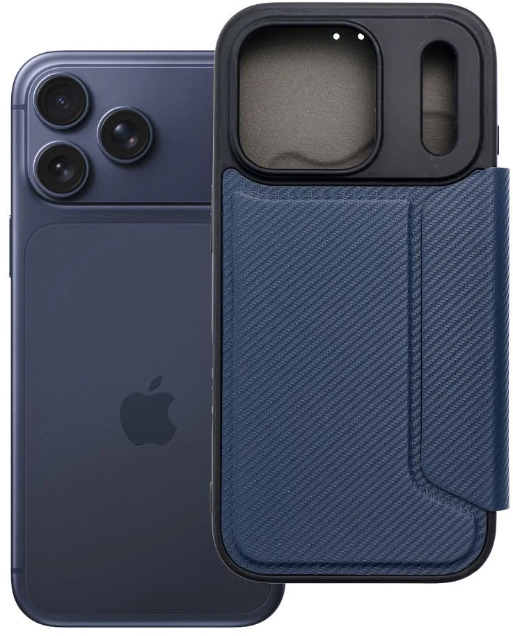 OEM atverčiamas dėklas iPhone 17 PRO / 18 PRO Razor Book mėlynas