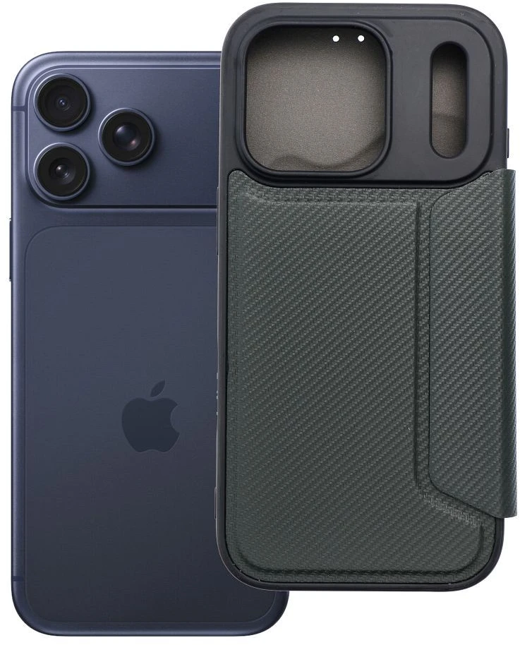 OEM atverčiamas dėklas iPhone 17 PRO / 18 PRO Razor Book, tamsi žalia