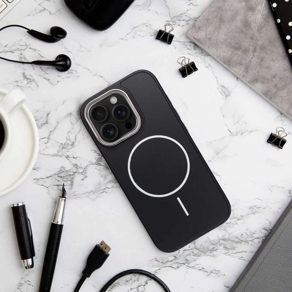 OEM dėklas, skirtas „iPhone 17 AIR Frame Mag Cover“, suderinamas su „MagSafe“ (juodas)