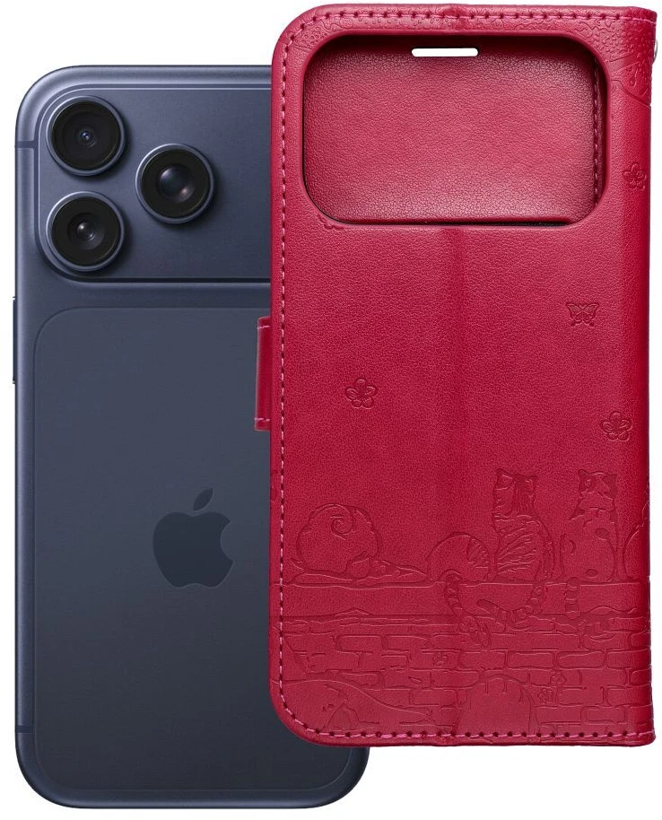OEM atverčiamas dėklas iPhone 17 / 18 Mezzo Book katės raudonas