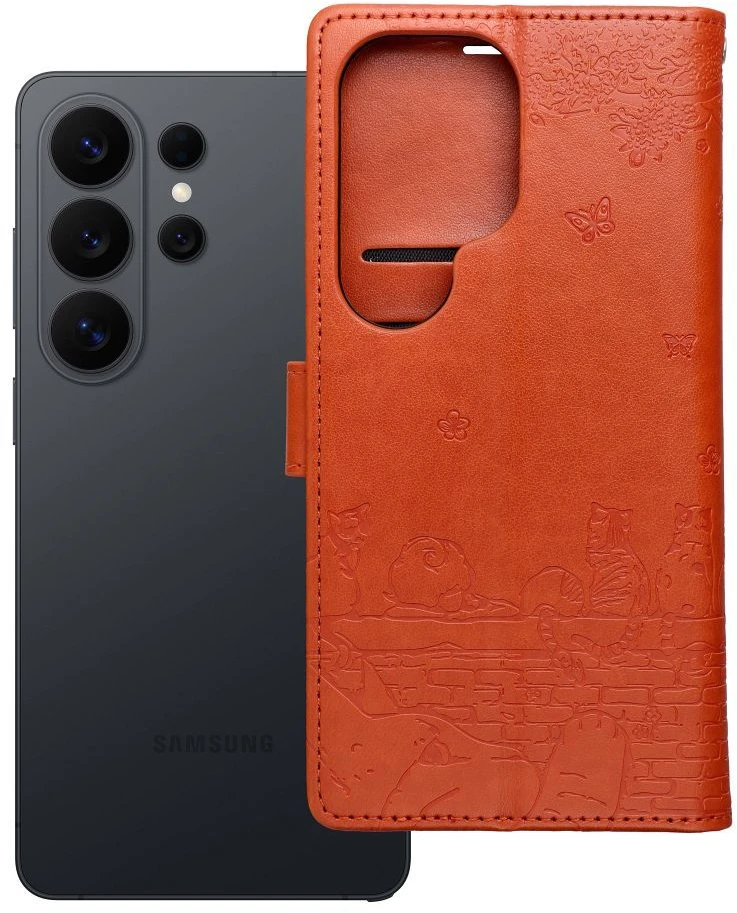 OEM atverčiamas dėklas Redmi NOTE 15 PRO 5G Mezzo Book Cats Ruda