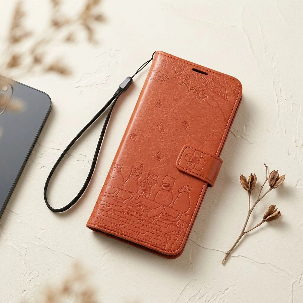 OEM atverčiamas dėklas Redmi NOTE 15 PRO PLUS 5G Mezzo Book Cats Ruda
