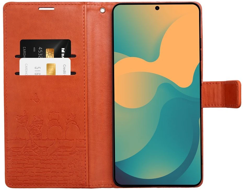 OEM atverčiamas dėklas Redmi NOTE 15 PRO 5G Mezzo Book Cats Ruda