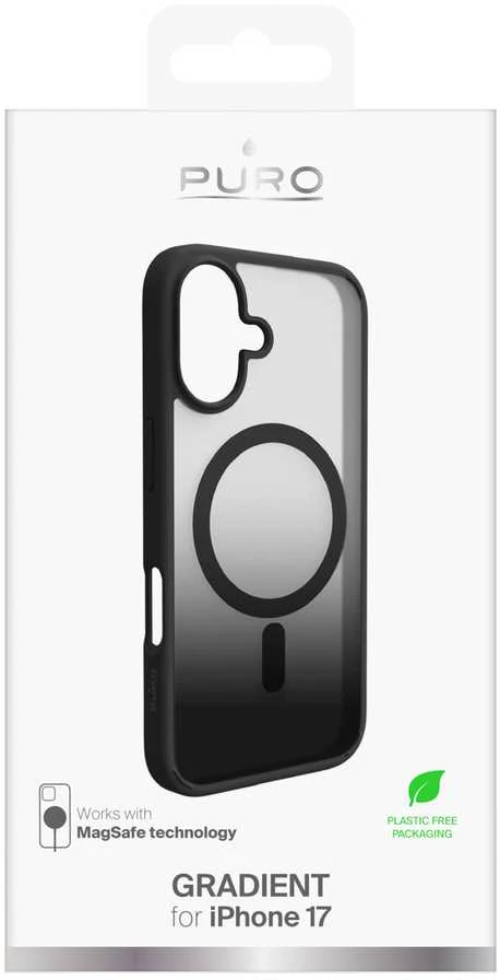 Puro Gradient TPU MagSafe suderinamas dėklas skirtas iPhone 17 – juodos spalvos
