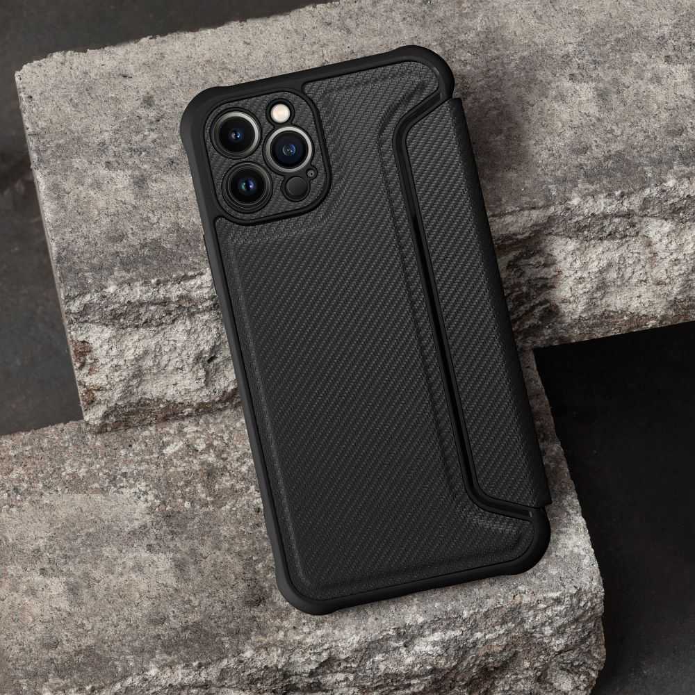 Dėklas Oem Flip case for iPhone 14 Razor Book juodas
