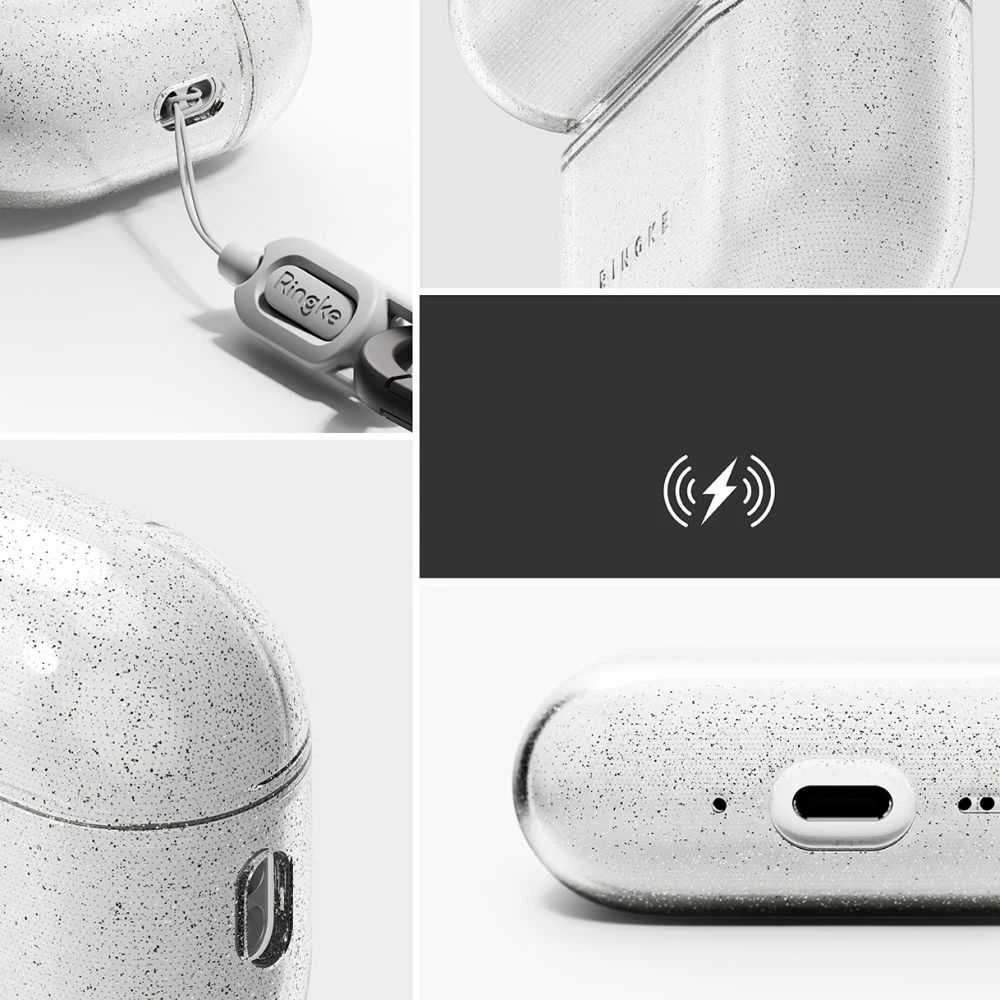„Ringke AirPods Pro 3“ dėklas, blizgus ir skaidrus