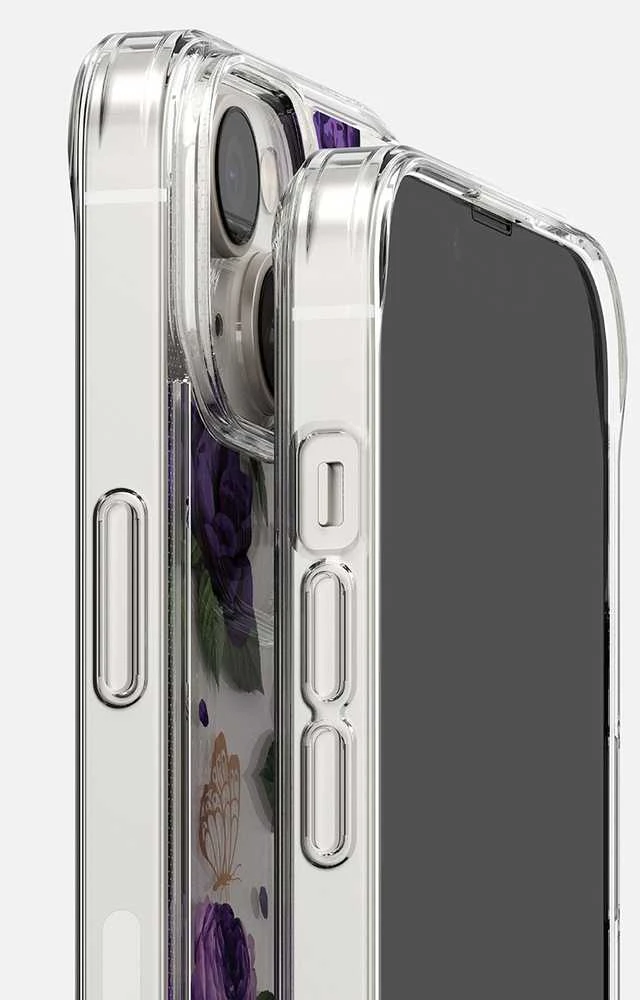 Ringke Fusion Design pancerne etui pokrowiec su żelową ramką iPhone 14 Plus permatomas (Violetinė rose) (FD637E29)