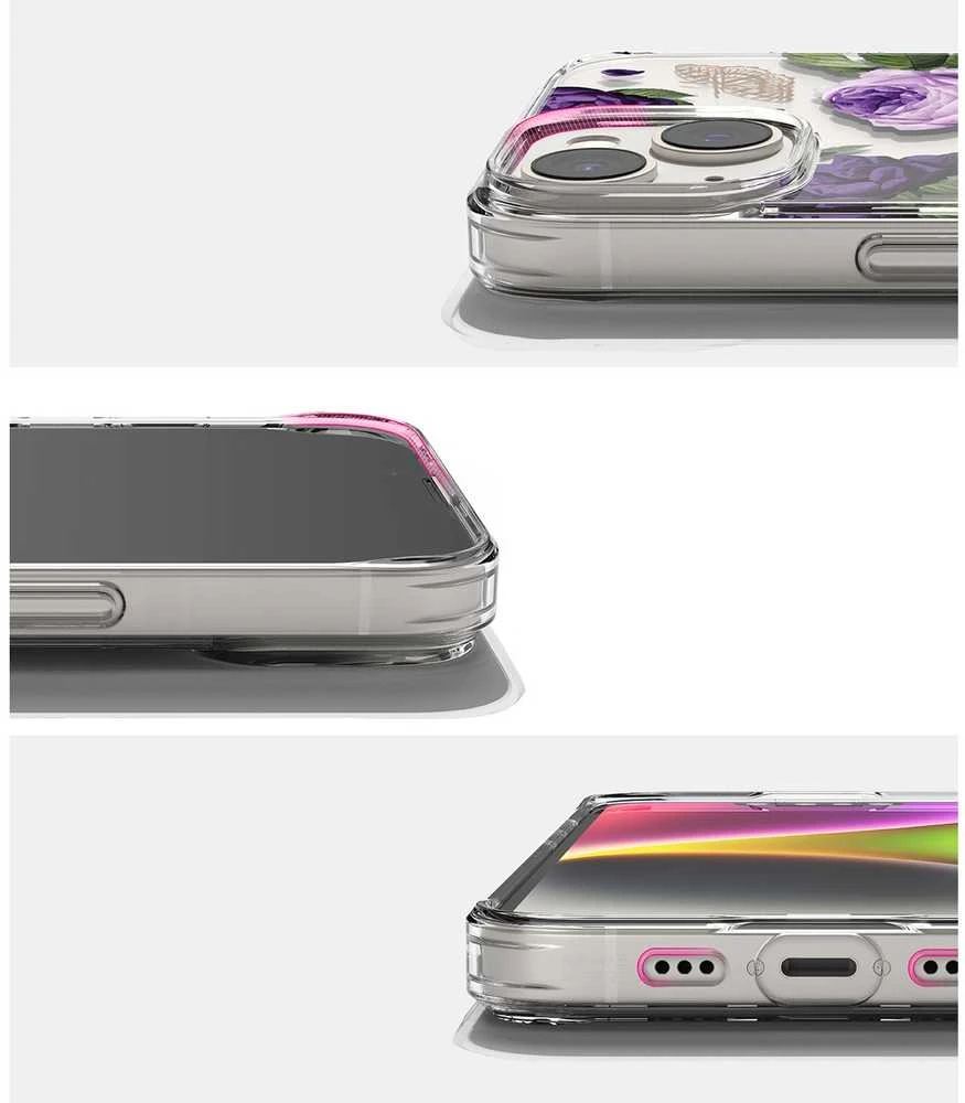 Ringke Fusion Design pancerne etui pokrowiec su żelową ramką iPhone 14 Plus permatomas (Violetinė rose) (FD637E29)