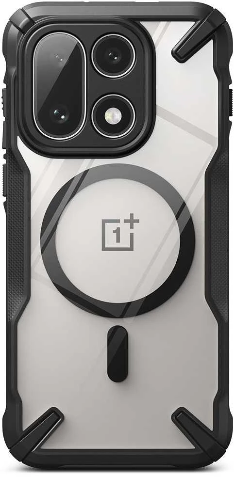 „Ringke Fusion X“ magnetinis „MagSafe“ dėklas, skirtas „OnePlus 15“ – skaidrus, juodas