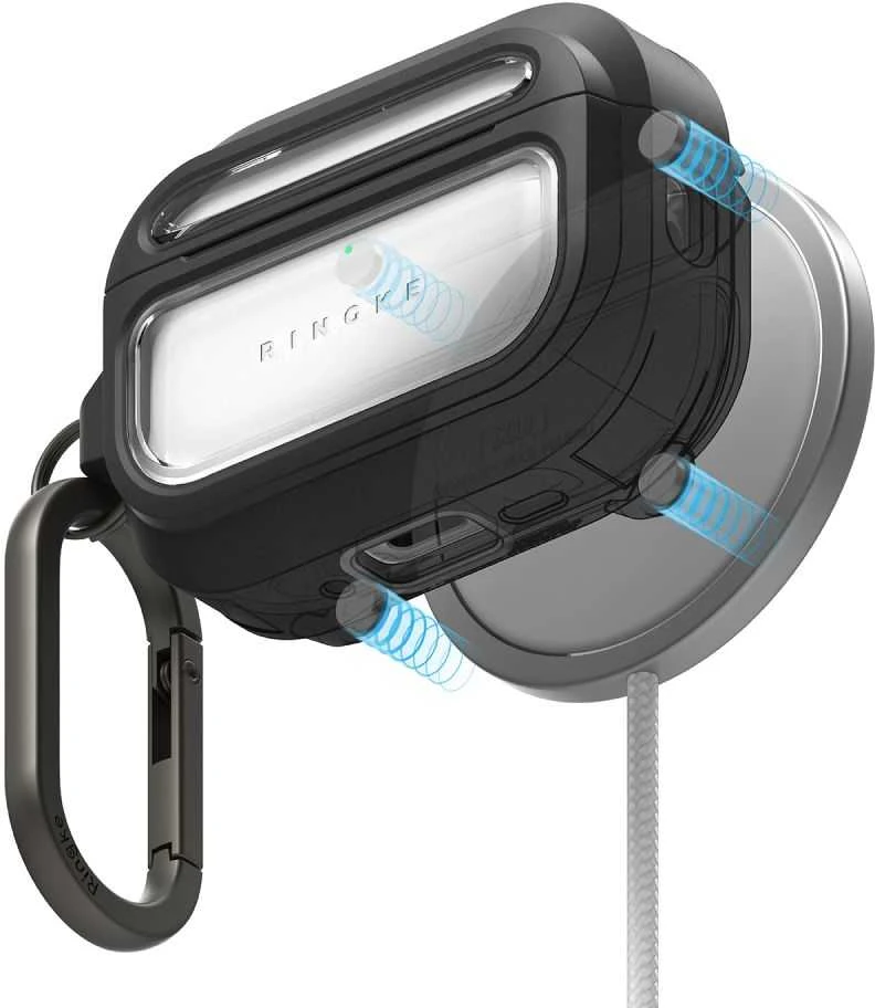 Dėklas „Ringke UX Magnetic MagSafe“ ausinės, Apple AirPods Pro 3, Juodas/Clear