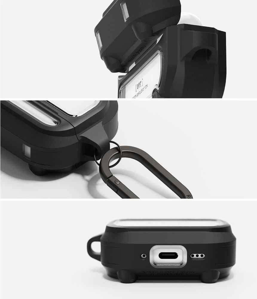 Dėklas „Ringke UX Magnetic MagSafe“ ausinės, Apple AirPods Pro 3, Juodas/Clear