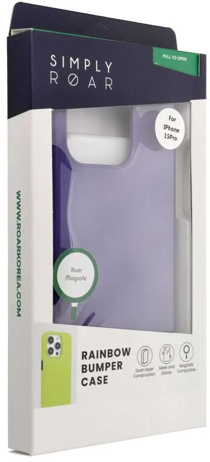 ROAR dėklas RAINBOW BUMPER suderinamas su MagSafe, skirtas IPHONE 15 Pro violetinė