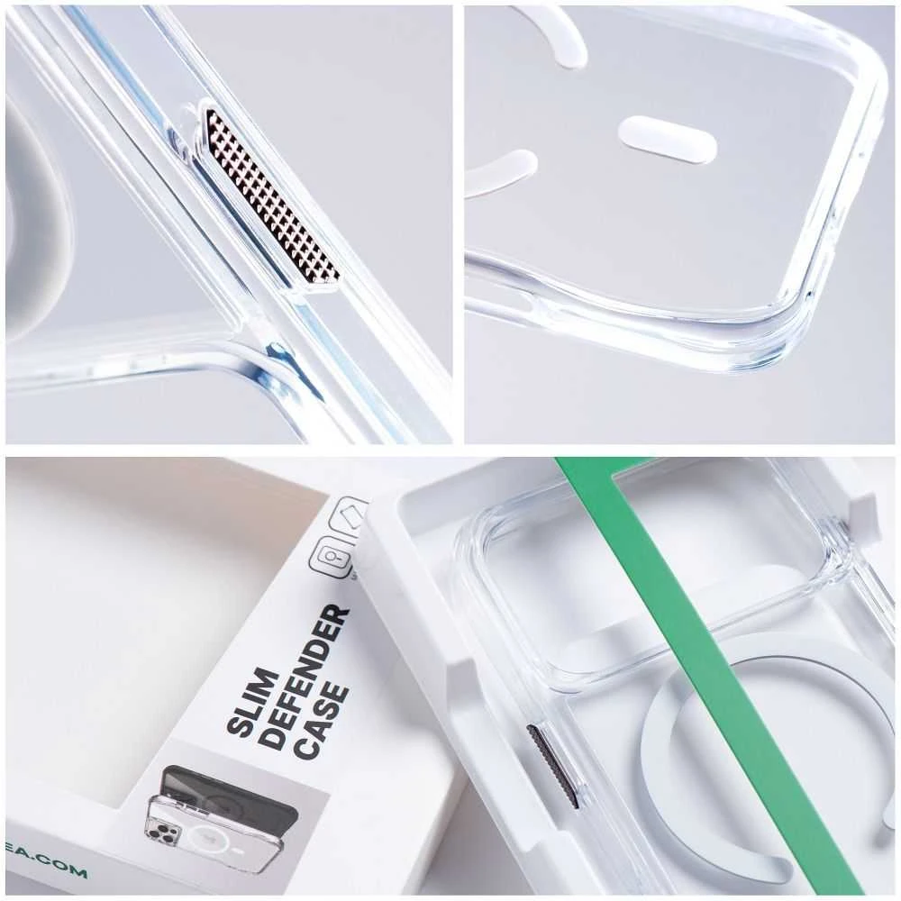 ROAR dėklas SLIM DEFENDER, suderinamas su „MagSafe“, skirtas IPHONE 16 Pro Max, skaidrus