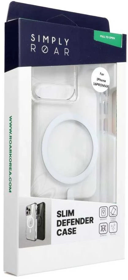 ROAR dėklas SLIM DEFENDER, suderinamas su „MagSafe“, skirtas IPHONE 16 Pro Max, skaidrus