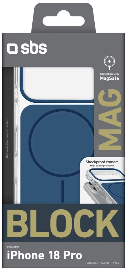 Dėklas SBS Block Case for iPhone 18 Pro, MagSafe Compatible - Mėlyna