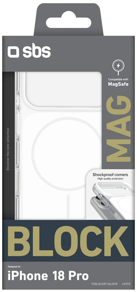 Dėklas SBS Block Case for iPhone 18 Pro, MagSafe Compatible - Baltas