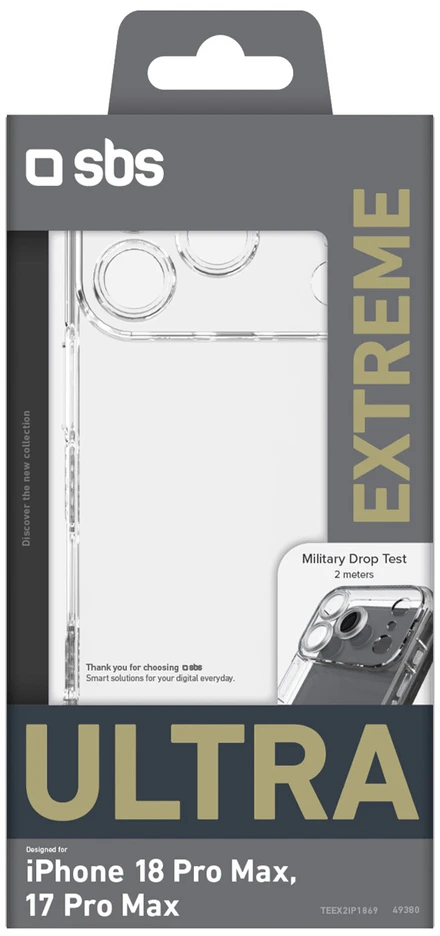 Dėklas SBS Extreme Cover X2 for iPhone 18 Pro Max, transparent