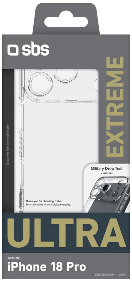 Dėklas SBS Extreme X2 Ultra Case for iPhone 18 Pro / 17 Pro - Transparent