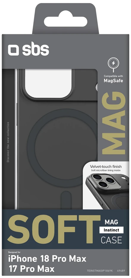SBS Instinct Mag dėklas, skirtas iPhone 18 Pro Max / 17 Pro Max, suderinamas su MagSafe – Juodas