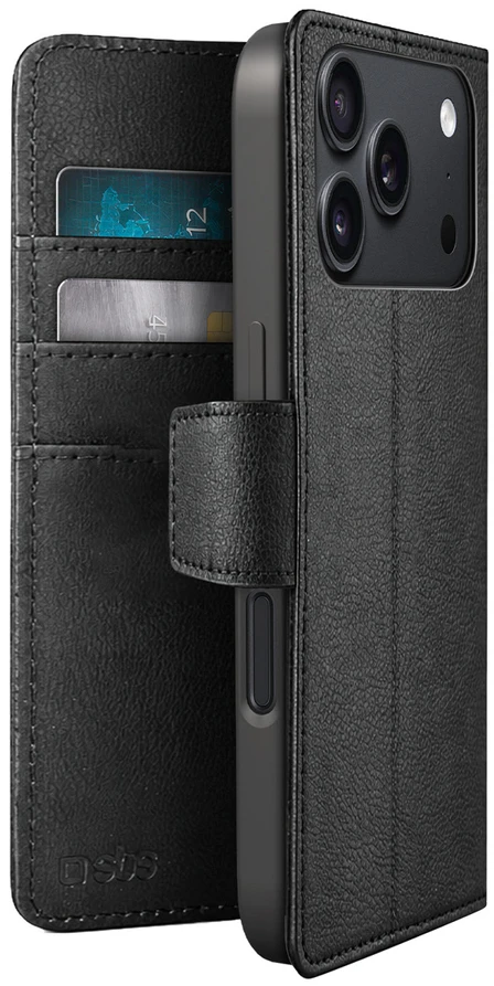 Dėklas SBS Wallet Classic Case for iPhone 18 Pro Max with Wallet and Stand - Juodas