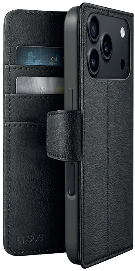 Dėklas SBS Wallet Classic Mag Case for iPhone 18 Pro with Wallet and Stand, MagSafe Compatible - Juodas
