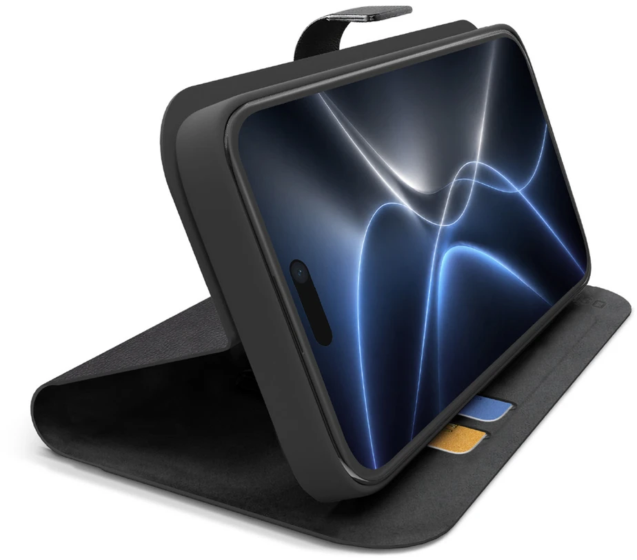 Dėklas SBS Wallet Smart Case for iPhone 18 Pro with Wallet and Stand - Juodas