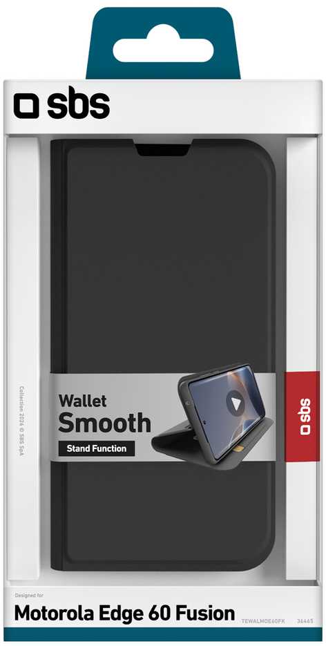 SBS Piniginė Smooth dėklas Motorola Edge 60 Fusion telefonui su atvartu - juodas