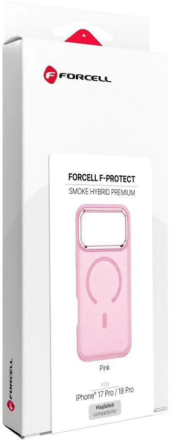 "Dėklas, skirtas iPhone 18 Pro / 17 Pro Forcell F-Protect Smoke Hybrid Premium, suderinamas su MagSafe, rožinės spalvos"