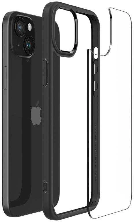 Spigen Crystal Hybrid, matte dėklas telefonui juodos spalvos – Apple iPhone 15 Plus