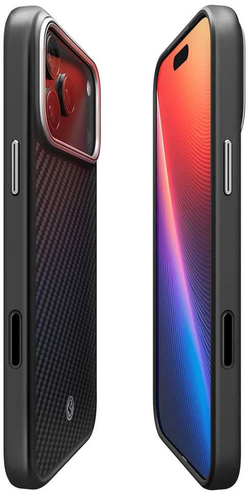 Dėklas Spigen Enzo Aramid T, juodas sidabrinis - iPhone 17 Pro Max
