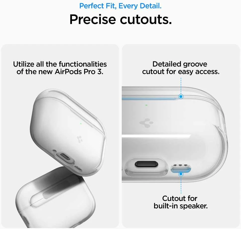 Dėklas „Spigen“ skystųjų kristalų ausinės, krištolo skaidrumo – „AirPods Pro 3“