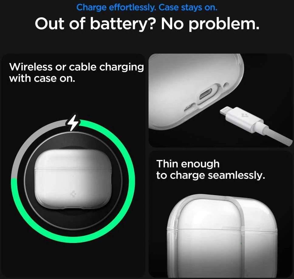 Dėklas „Spigen“ skystųjų kristalų ausinės, krištolo skaidrumo – „AirPods Pro 3“