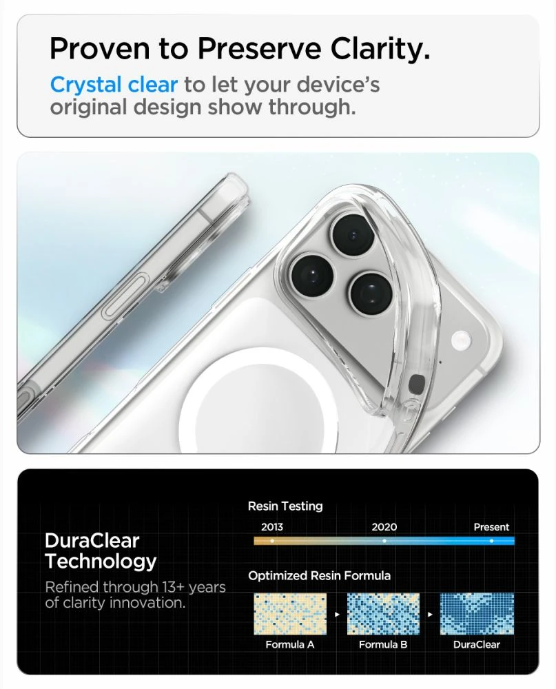 Dėklas Spigen LIQUID CRYSTAL MagSafe iPhone 17 Pro Max / 18 Pro Max SKAIDRUS/Baltas