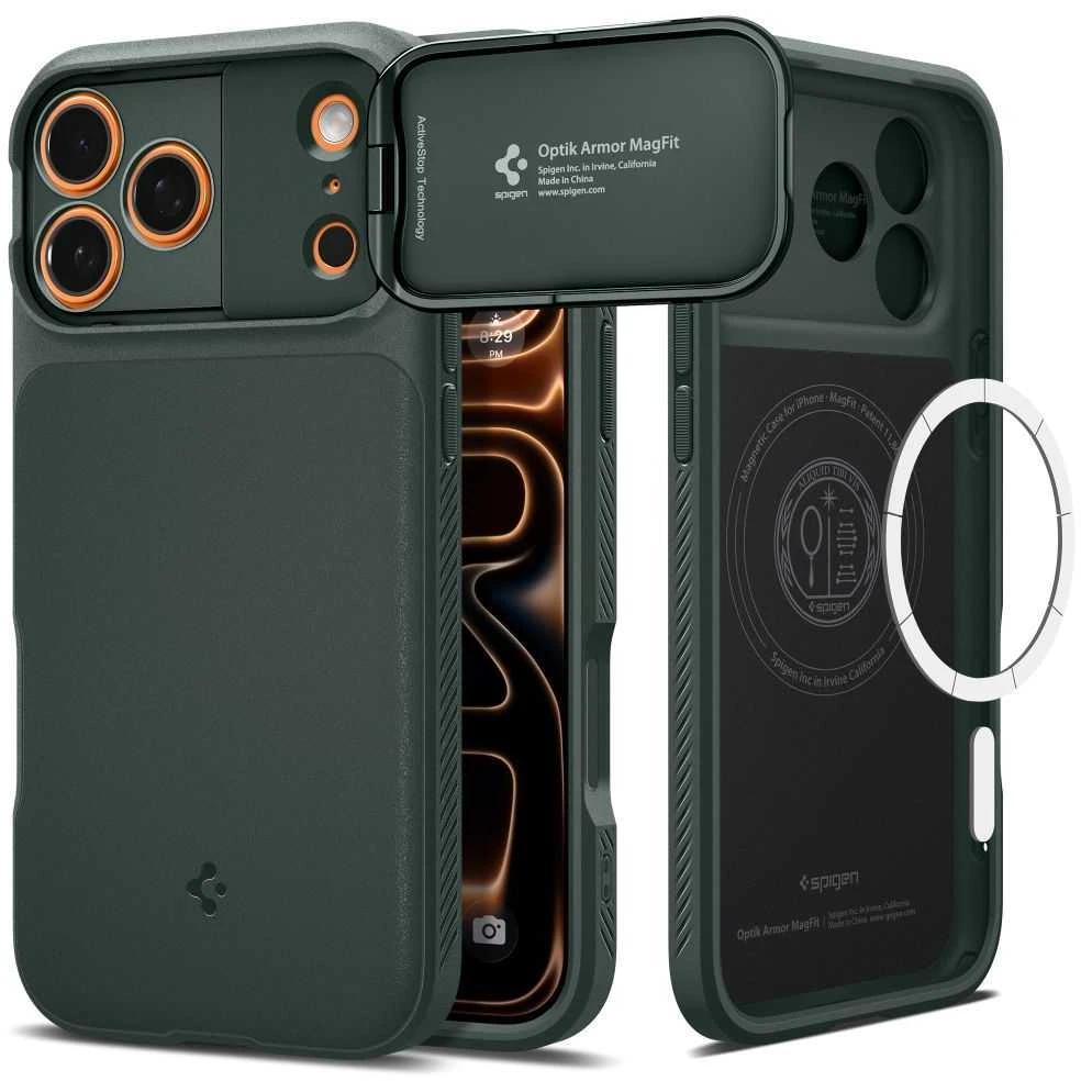 Dėklas Spigen Optik Armor MagSafe, abyss žalias - iPhone 17 Pro Max