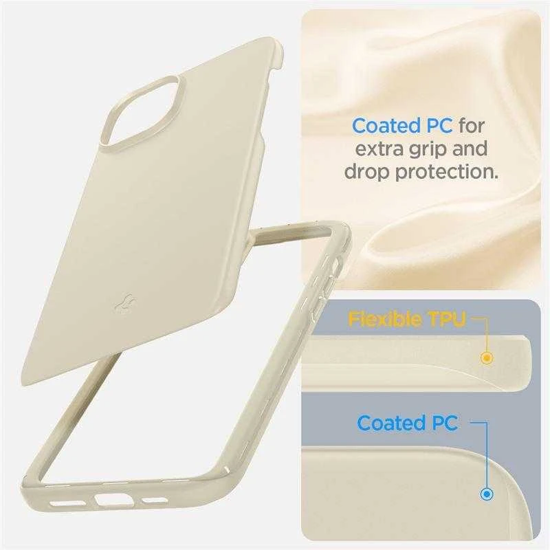 Spigen Thin Fit dėklas skirtas Apple iPhone 15 Plus,  spalva - Mute Beige