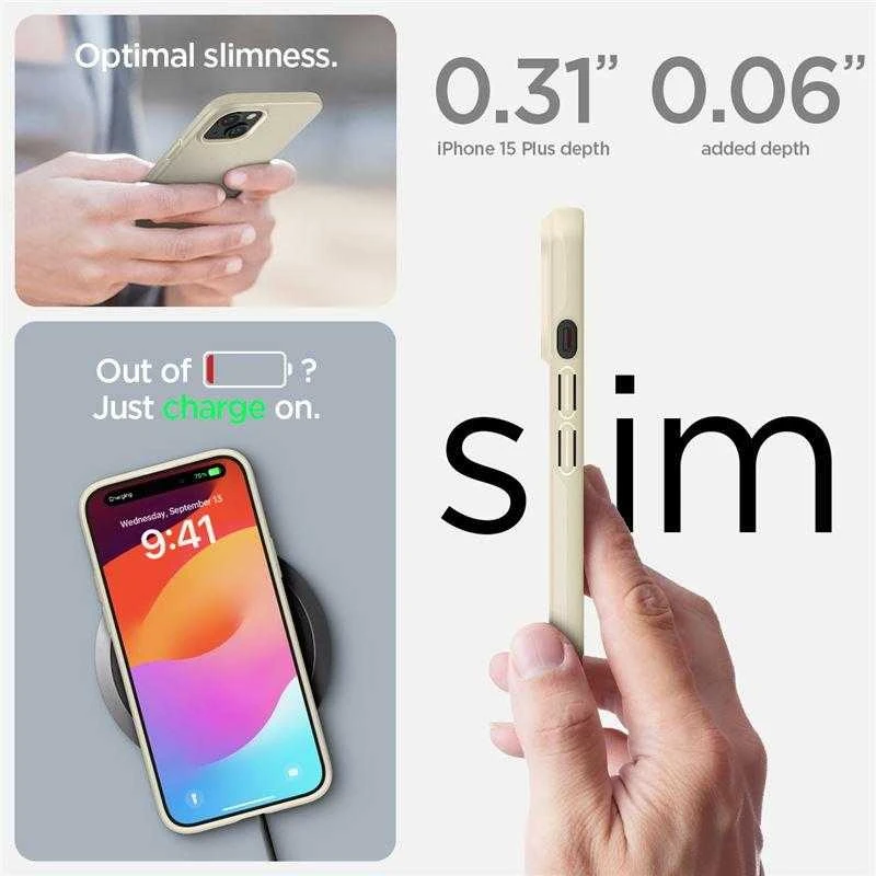 Spigen Thin Fit dėklas skirtas Apple iPhone 15 Plus,  spalva - Mute Beige