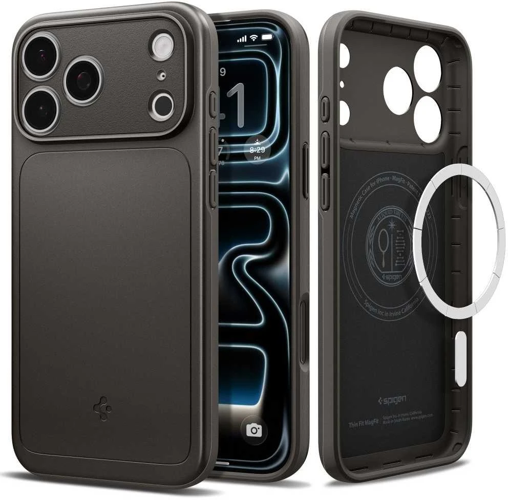 Spigen Thin Fit MagSafe dėklas skirtas Apple iPhone 17 Pro – pilkos spalvos