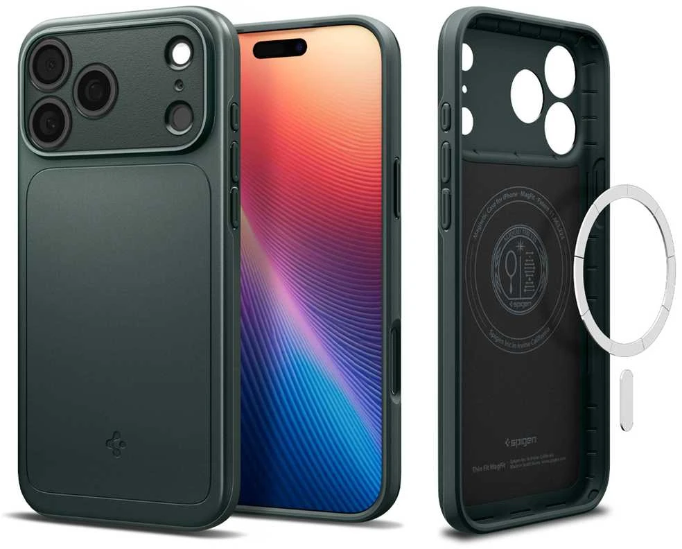 Spigen Thin Fit MagSafe dėklas skirtas Apple iPhone 17 Pro – žalios spalvos