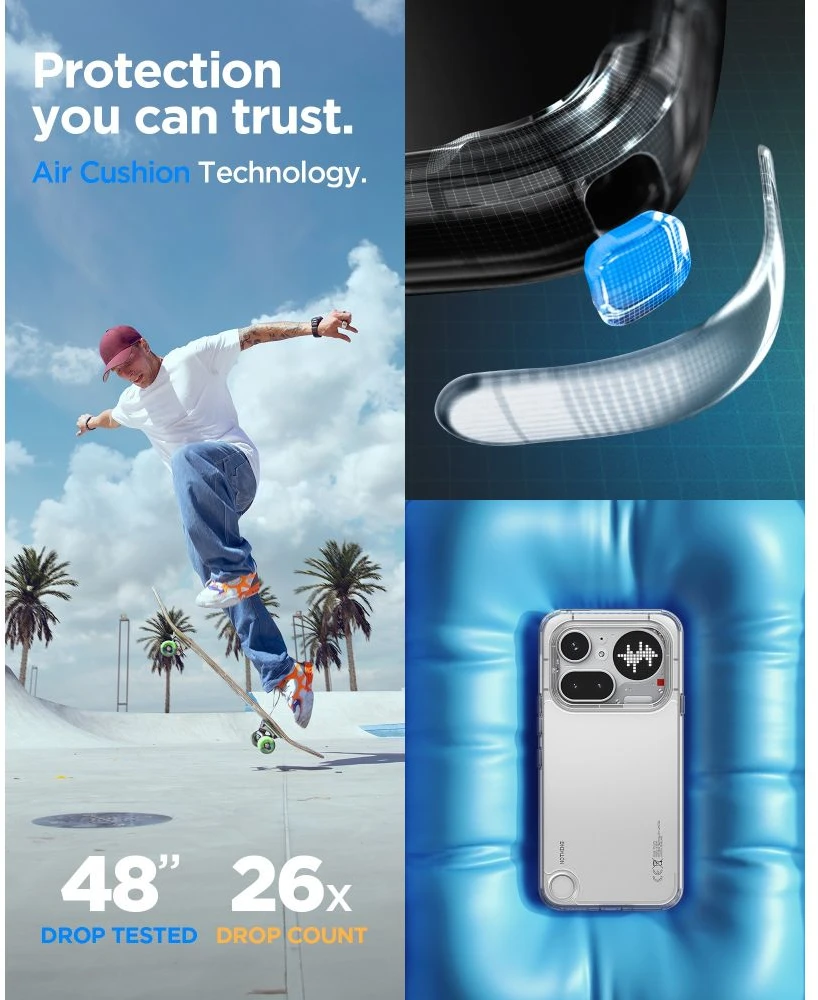 „Spigen Ultra Hybrid“ dėklas, skirtas „Nothing Phone 4A Pro“ – skaidrus