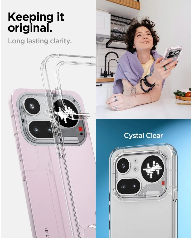 „Spigen Ultra Hybrid“ dėklas, skirtas „Nothing Phone 4A Pro“ – skaidrus