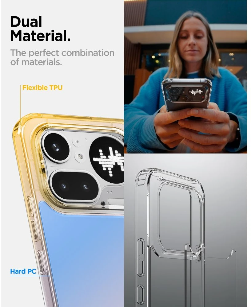 „Spigen Ultra Hybrid“ dėklas, skirtas „Nothing Phone 4A Pro“ – skaidrus