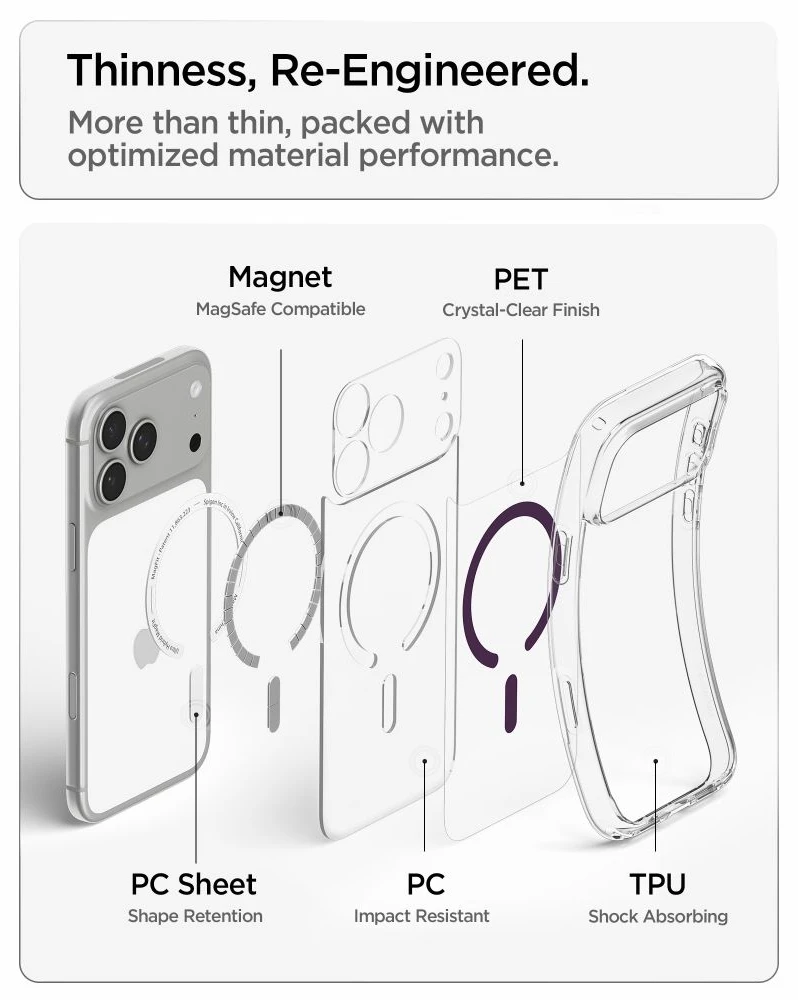 Spigen Ultra Hybrid Mag MagSafe dėklas iPhone 18 Pro / 17 Pro - Skaidrus bordinis