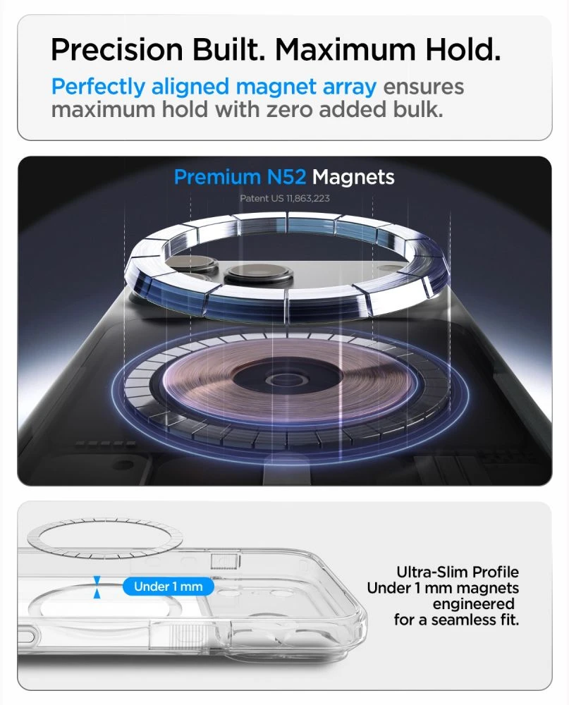 Dėklas Spigen Ultra Hybrid T MagSafe iPhone 17 Pro / 18 Pro BLIZGUS Baltas