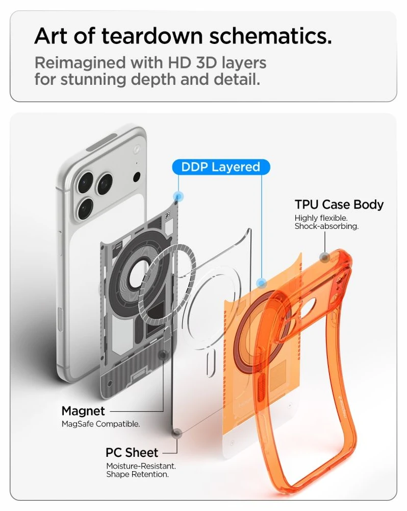 Dėklas Spigen Ultra Hybrid MagSafe iPhone 17 Pro Max / 18 Pro Max C-ONE MANDARINO SPALVOS