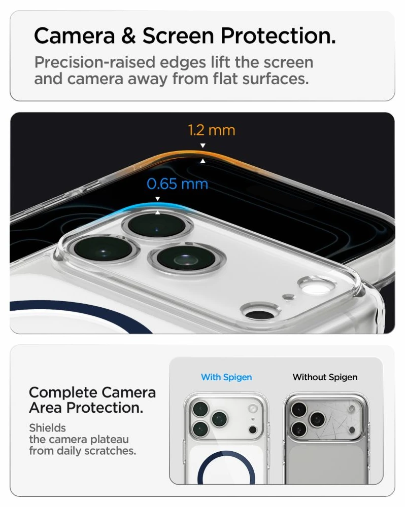 Spigen Ultra Hybrid MagSafe dėklas iPhone 18 Pro / 17 Pro - skaidrus tamsiai mėlynas