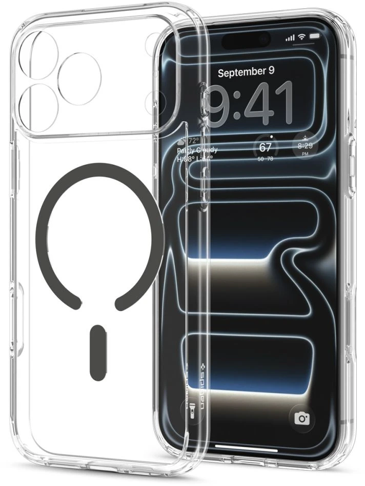 Dėklas Spigen Ultra Hybrid MagSafe iPhone 17 Pro Max / 18 Pro Max SKAIDRUS/GRAFITO